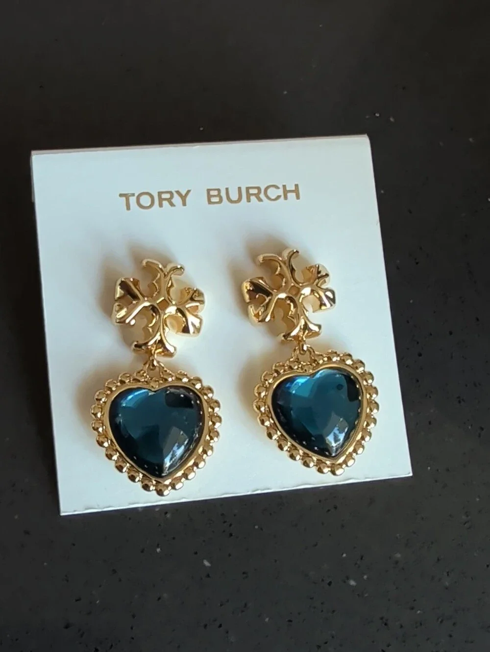 NEW TORY BURCH ROXANNE BLUE CRYSTAL DROP EARRINGS W64